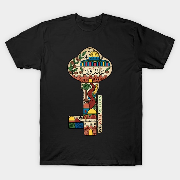 Palestinian Key of Return, Palestine Freedom Human Rights Support Design T-Shirt by QualiTshirt